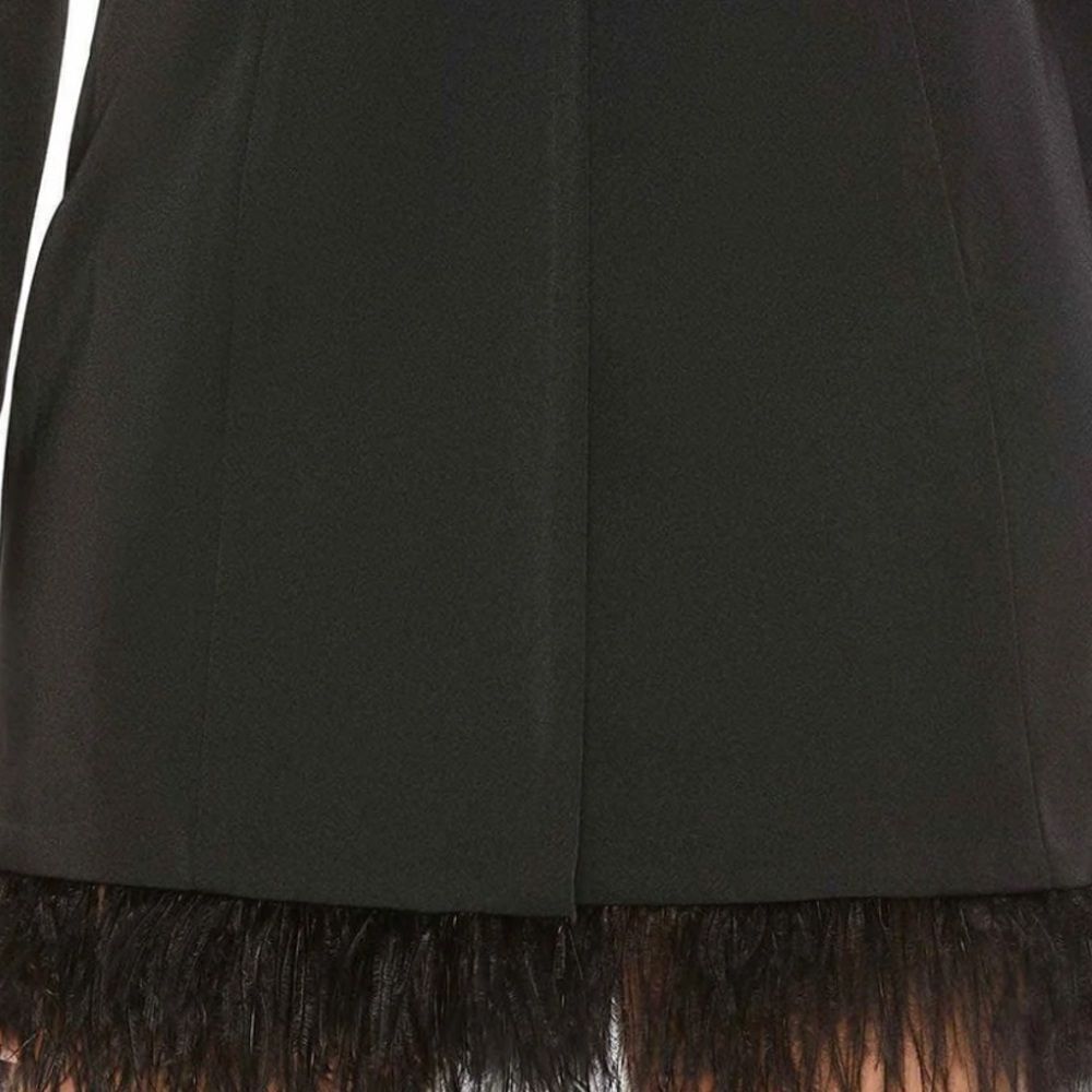 Mac Duggal Women's Ieena Feathered Trim Tuxedo Dress Dress 26510 size 2 - Picture 4 of 7